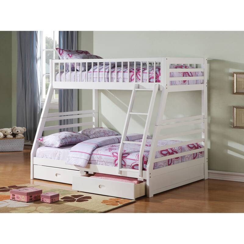 Jason White Finish Twin/Full Bunk Bed W/Storage
