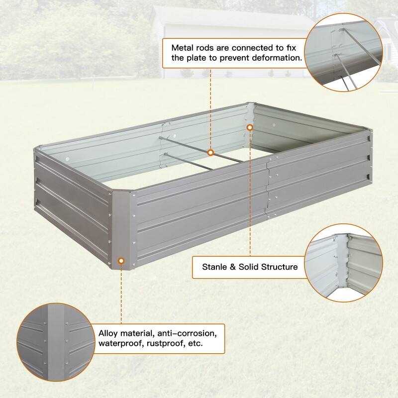 Metal Garden Bed – Outdoor Planter Box, Patio Planting Kit for Vegetables, Flowers & Herbs (Grey)‌