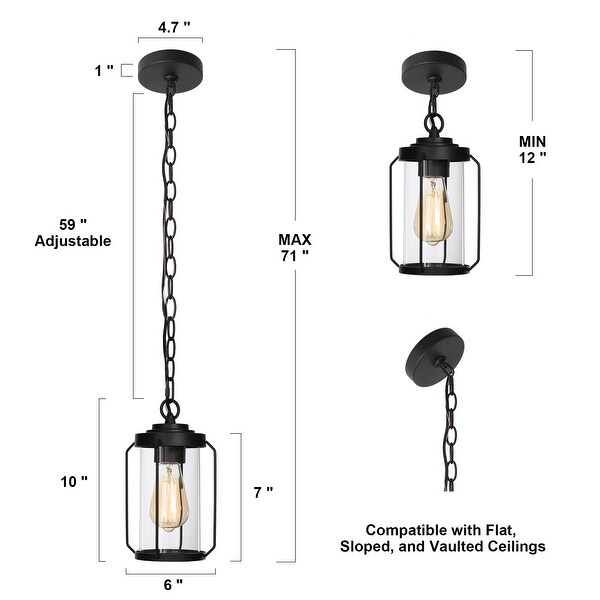 Black Outdoor Hanging Lights Lantern Pendant Lights for Porch