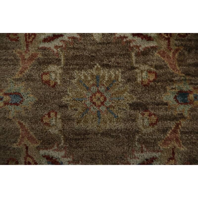 Hand Knotted Oriental 100% Wool Carpet Traditional All-Over Brown Peshawar Area Rug - 3' 2'' X 2' 0''