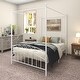 preview thumbnail 2 of 4, Full Size Metal Canopy Bed Frame with Ornate European Style Headboard & Footboard - Sturdy Steel Platform, Under-Bed Storage