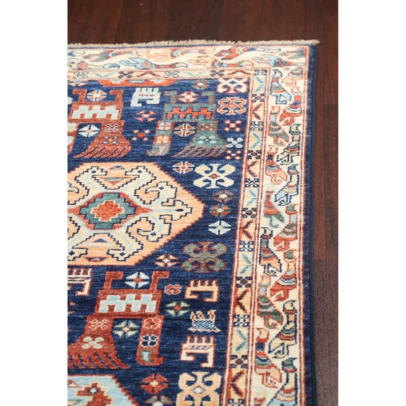 Tribal Geometric Oriental Kazak Runner Rug Wool Hand-knotted Carpet - 2'8" x 11'9"