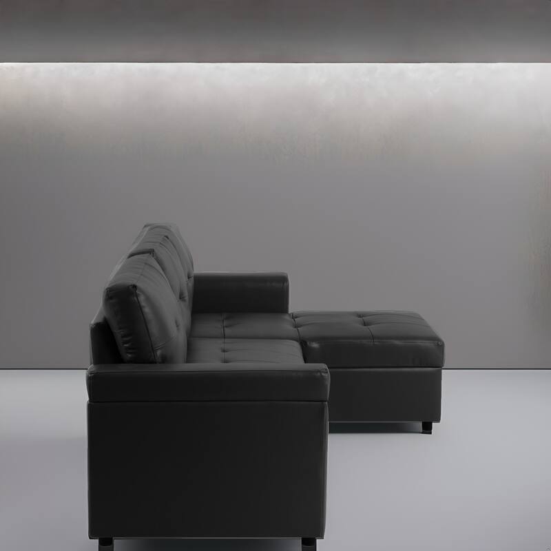 Reversible L-Shape Sleeper Sectional Sofa with Storage, Modern Convertible Sofa Bed for Living Room