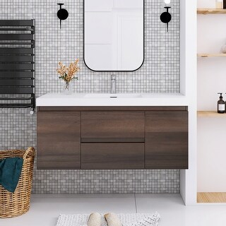 Floating Bathroom Vanity with Integrated Resin Top