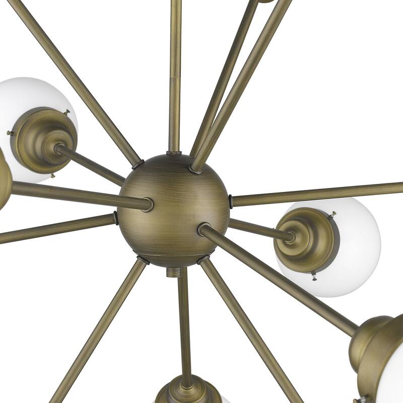 HomeRoots Bronze Sputnik Twelve Light Frosted Metal Dimmable Chandelier With Off White Shades - 40' X '40' X '40