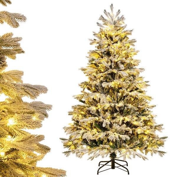 小物 snow Gymax 7.5 ft. Snow Flocked Artificial Christmas Tree Hinged