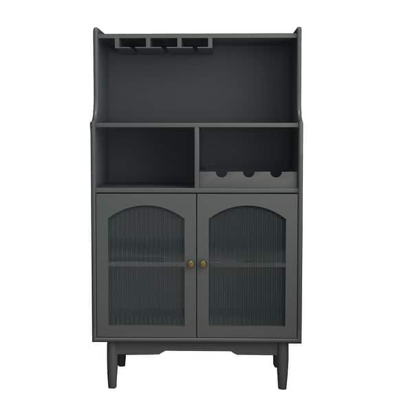 slide 1 of 6, Living Room Wine Cabinet with Removable Rack and Wine Glass Rack, One Cabinet with Glass Doors As pictures
