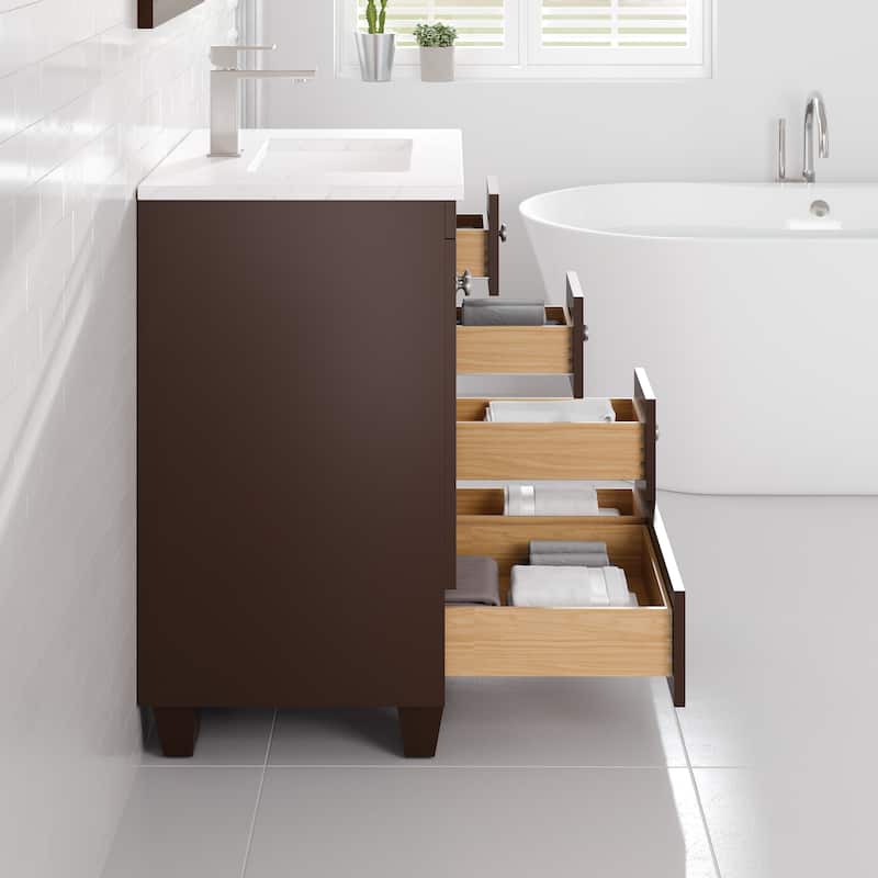 Eviva Acclaim 24"W Bath Vanity with Carrara Quartz Top & Undermount Sink