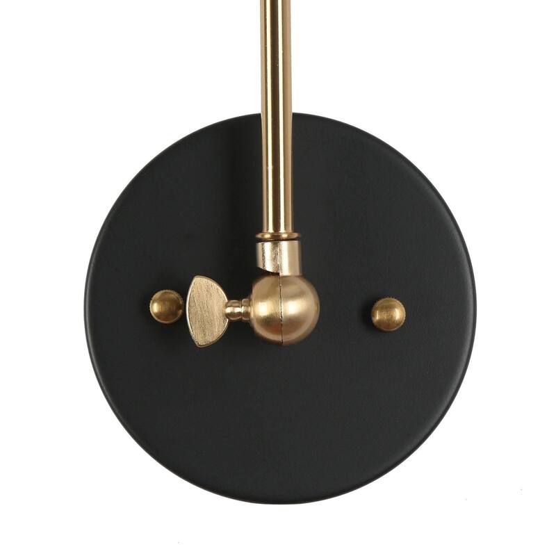 Icey 1-Light Modern Frosted Glass LED Black Gold Wall Sconce Globe Bathroom Vanity Light - 4.7" L x 12" W x 15" H
