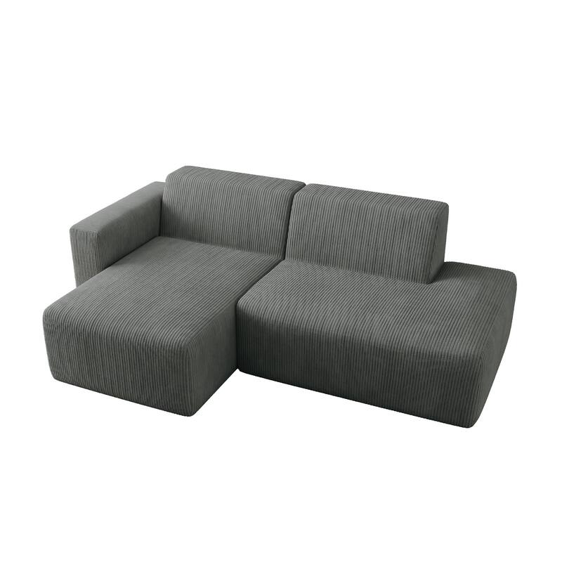 Modern Corduroy Non-Assembly L-Shaped Sectional Sofa Couch with Chaise