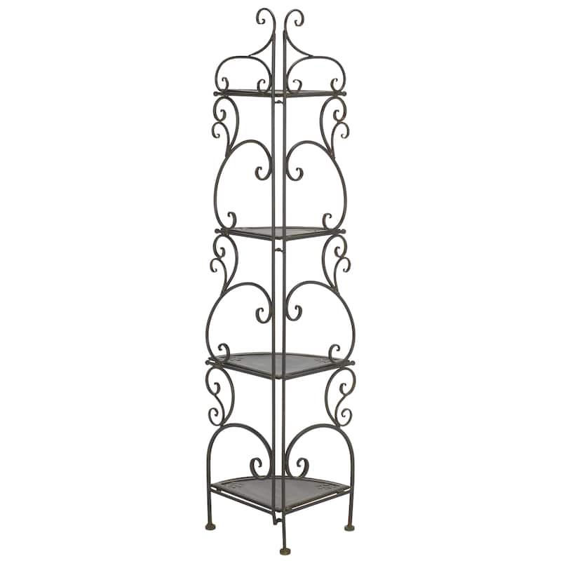 SAFAVIEH Outdoor Cielo 60" 4-Tier Corner Shelf - 13" W x 13" D x 60" H - 13Wx13Dx60H