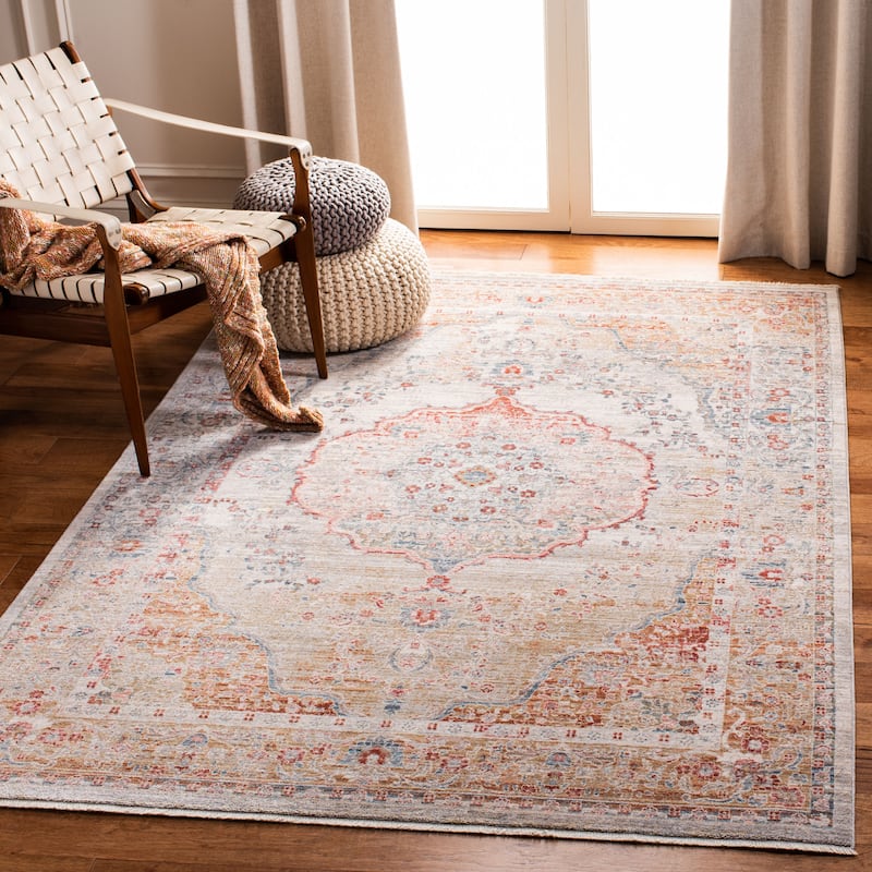 SAFAVIEH Kenitra Luana Vintage Oriental Polyester Rug - 8' x 10' - Grey/Light Blue