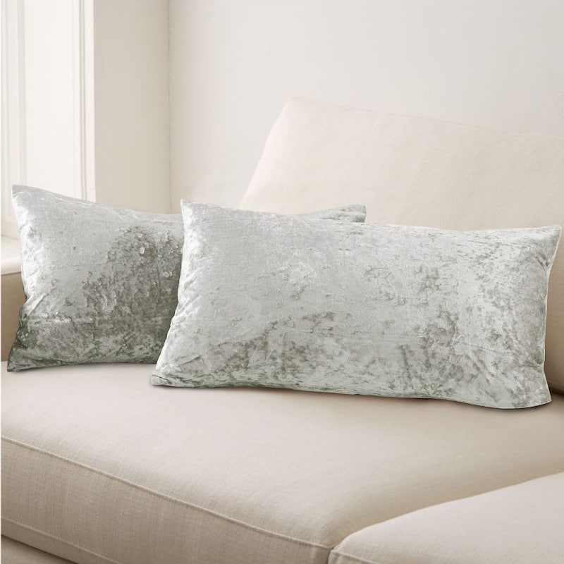 Rancho Crushed Velvet Throw Pillow Cover Set, NO INSERT - 14" x 26" - Silver