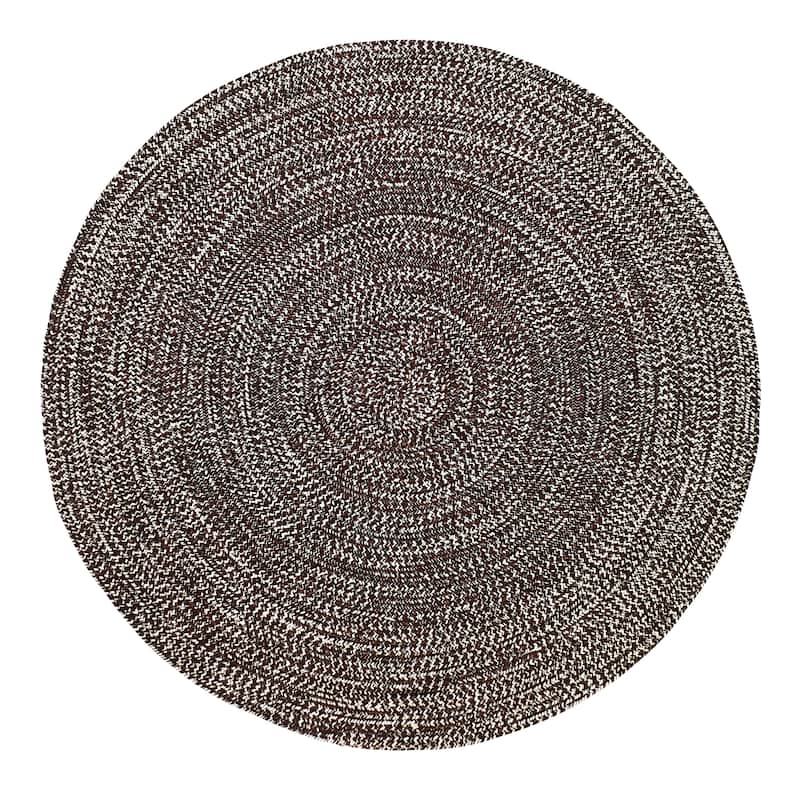Better Trends Chenille Tweed & Solid Braid 100% Polyester Stain Resistant, Double Sided Reversible Indoor Area Rug - 96" Round - Dove & Chesnut