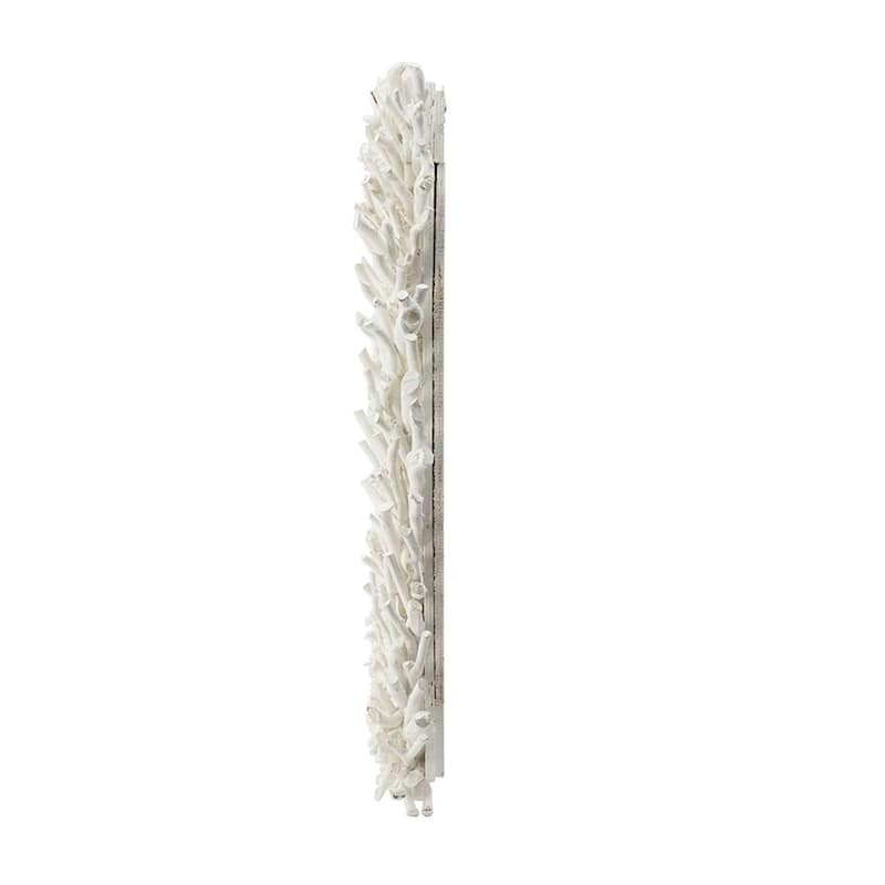 HomeRoots 28" White Rattan Framed Accent Mirror - 22' X '28.3' X '3.5