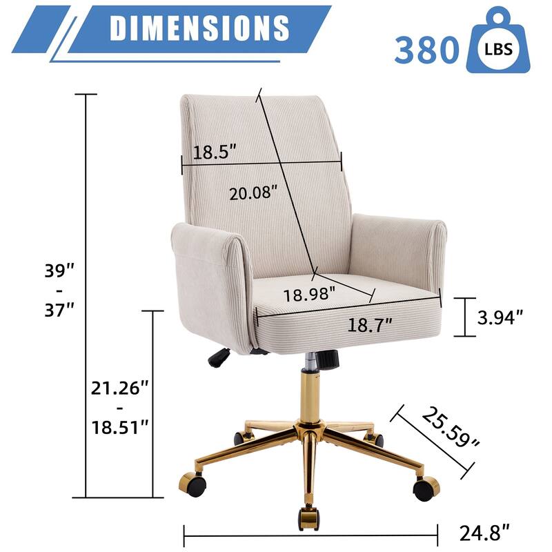 Mid-back liftable Office chair, Striped Fabric, ergonomically designed, The mid-back design provides a better sitting experience