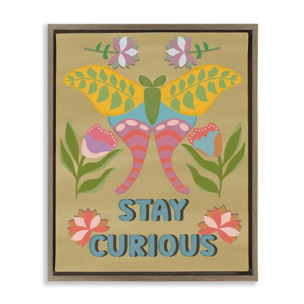 Stupell Stay Curious Butterfly Framed Floater Canvas Wall Art Design By Julia Frost