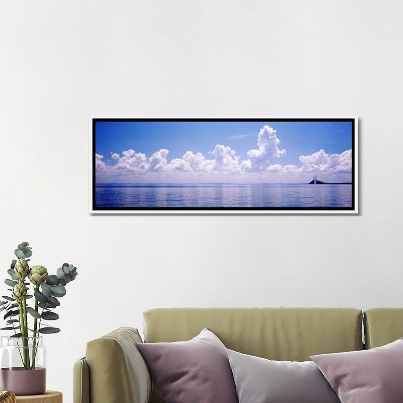 iCanvas "Seascape with a suspension bridge in the background, Sunshine Skyway Bridge" by Panoramic Images Framed Canvas Print
