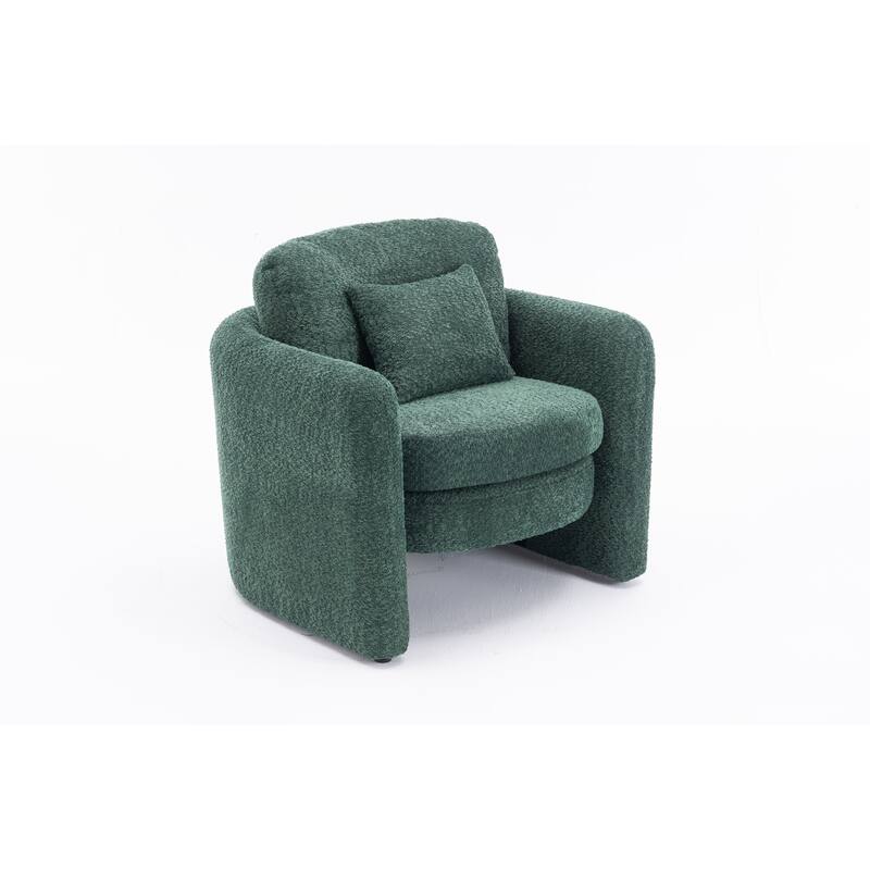 Chenille Round Corner Accent Chairs with Ergonomic Support and Tool-Free Assembly
