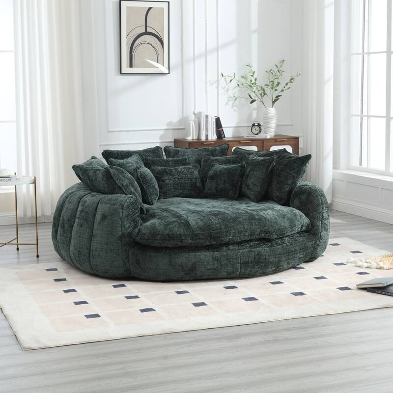 81.10" Double Bread Extra Large Round Sofa Bed with Armrests and Large Cushions