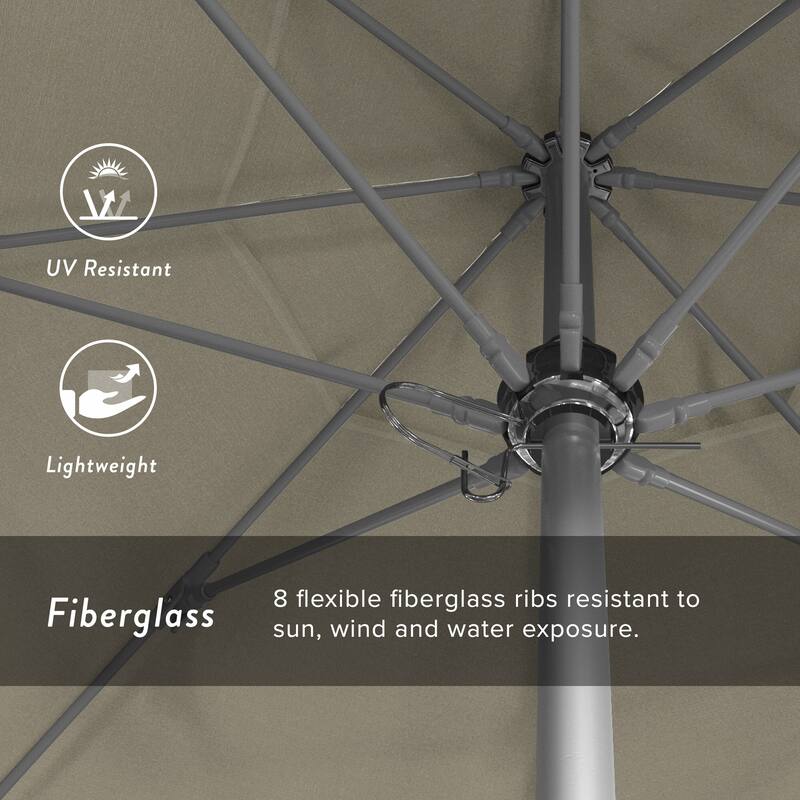 California Umbrella 7.5' Rd. Aluminum Frame, Fiberglass Rib Market Umbrella, Push Open,Anodized Silver Finish, Pacifica Fabric