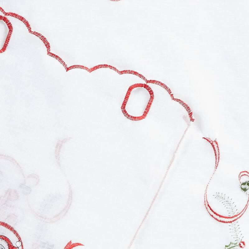 Violet Linen Seasonal Xmas Christmas Holiday Berry Pattern, Embroidered, 60" x 15", Straight, Grommet Curtain Valance