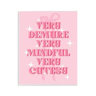 Stupell Pink Demure Mindful & Cutesy Wall Plaque Art Design By Lil' Rue