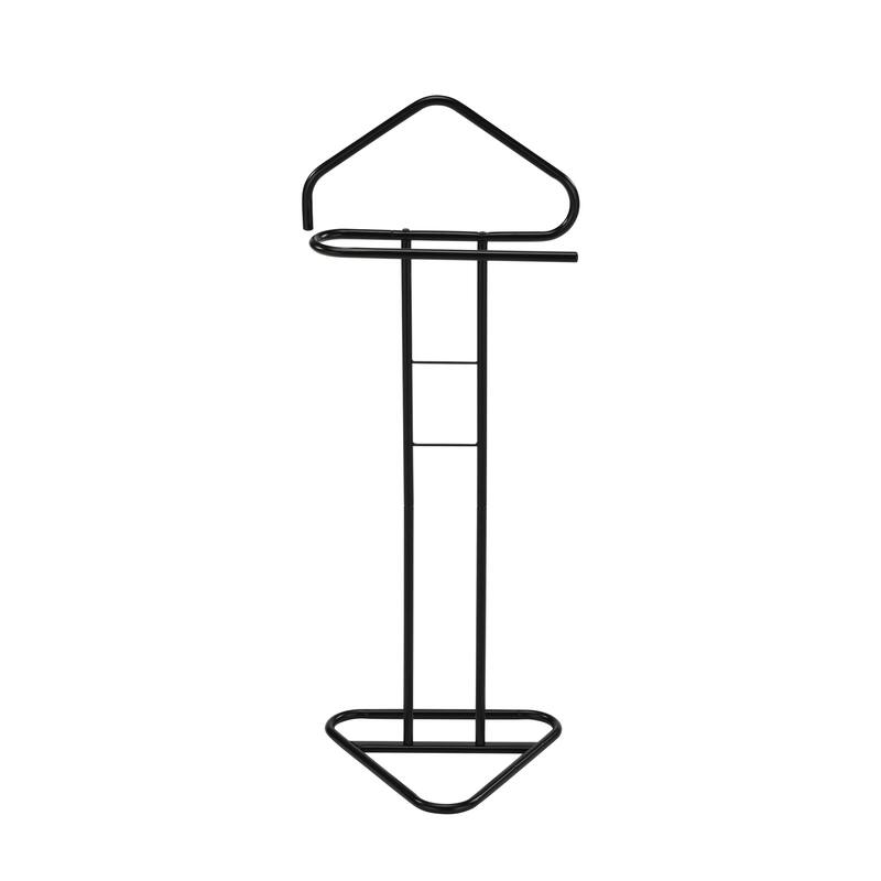 Metal Clothing Wardrobe Suit Valet Rack Stand, Black