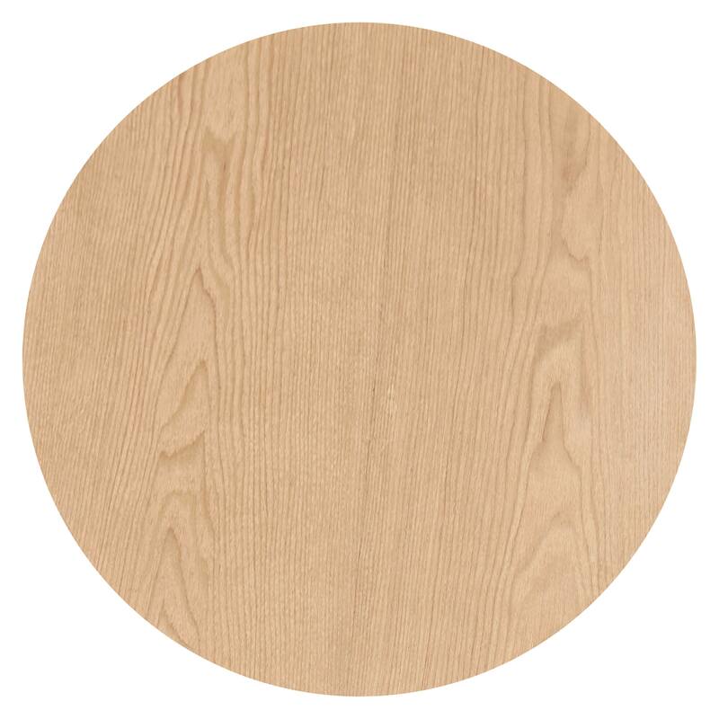 Mid-Century Modern 17.71" Round Fluted Accent Table, Small Bedside Table for Bedroom, Oak