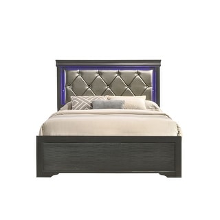 Modern Brooklyn Queen Size LED Bed made with Wood
