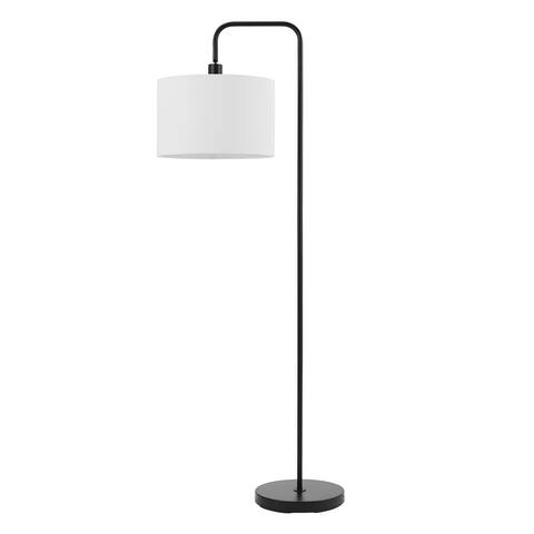 Barden 58" Matte Black Floor Lamp with White Linen Shade, 67065