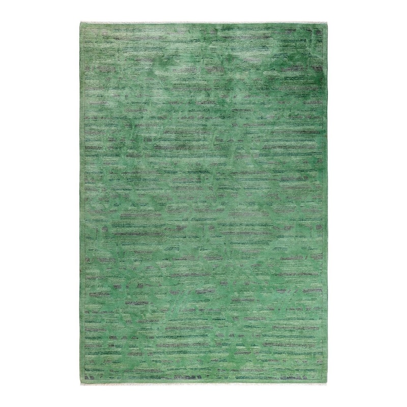 Vibrance, One-of-a-Kind Hand-Knotted Area Rug - Green, 6' 1" x 9' 1" - 6' 1" x 9' 1"