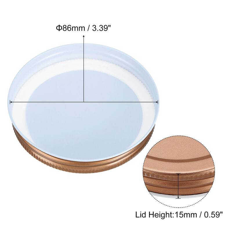 45Pcs Regular Mouth Tin Plate Mason Jar Lids for Canning Jars - Rose Gold - 86mm