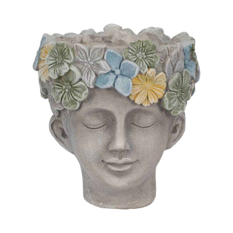 Unique Bust Style Resin Planter or Flower Pot with Crown Detail