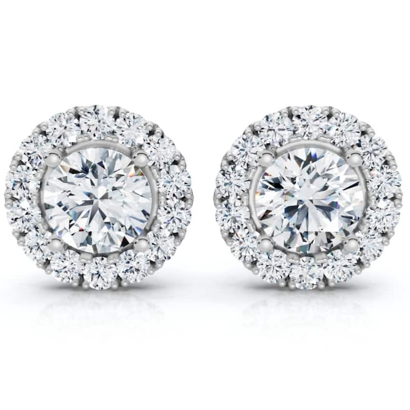 2 1/2Ct Diamond Halo Studs Gold Lab Grown Women's Earrings