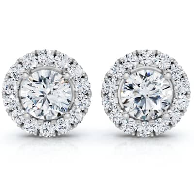 2 1/2Ct Diamond Halo Studs Gold Lab Grown Women's Earrings