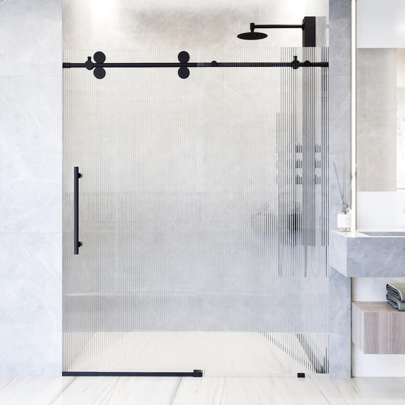 Vigo VG6041FL7274L Elan 74" High x 72" Wide Sliding Frameless Shower - Matte Black