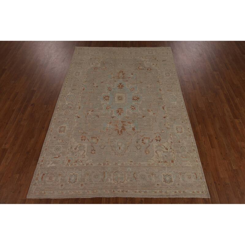 Floral Vegetable Dye Oushak Turkish Large Rug Hand-Knotted Wool Carpet - 10'3"x 13'9"