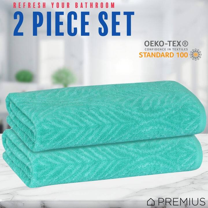 PREMIUS 2 Pack Leaf 100% Cotton Yarn Dyed Hand Towel, 16x28 Inches - 16x28 Inches