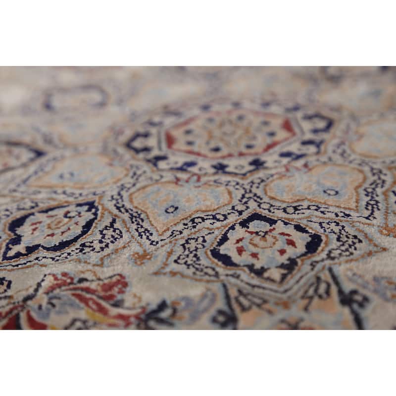 Handmade Silk Nain Persian Area Rug Oriental Carpet - 7'5"x 10'9"