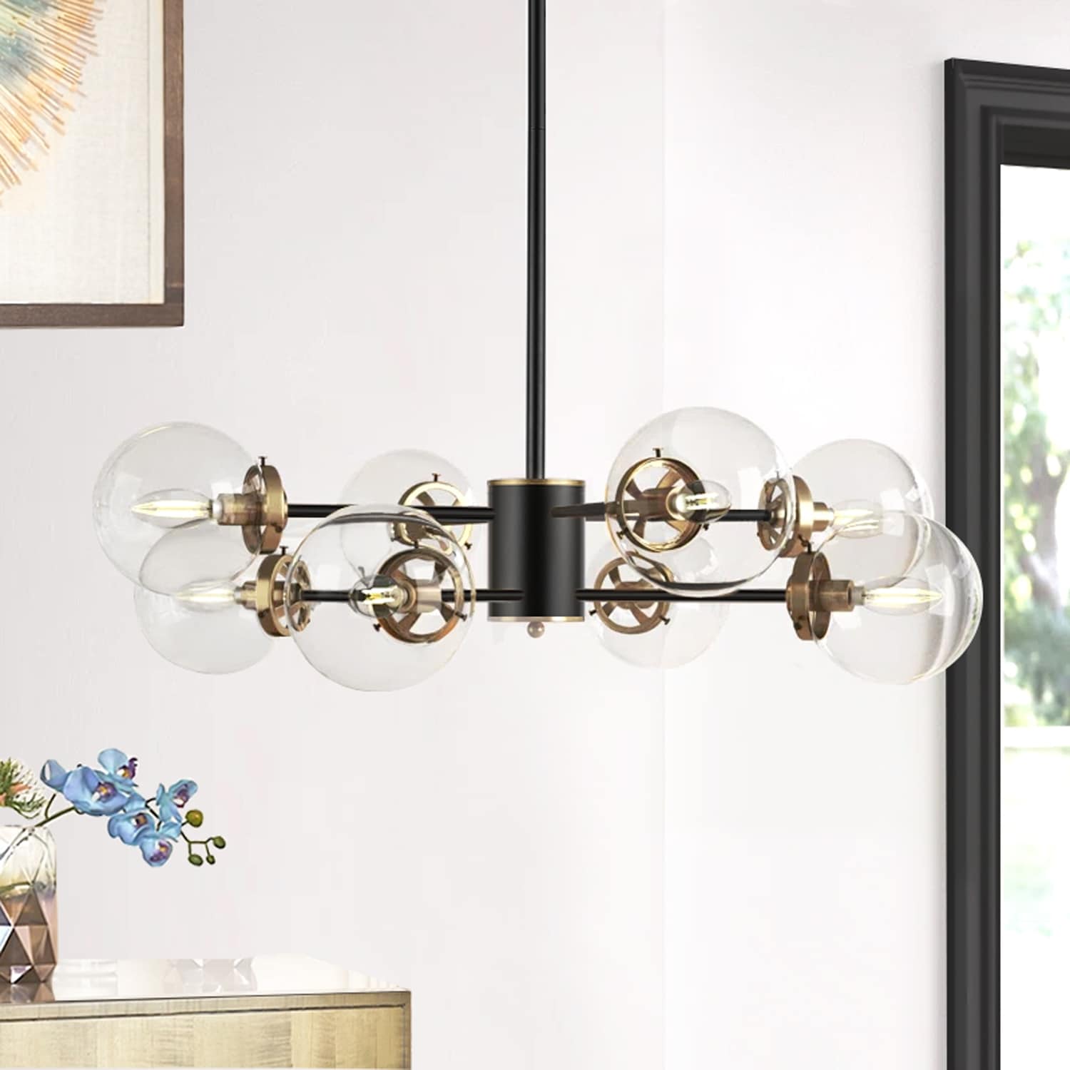 GetLedel 8-Light Dimmable Sputnik Chandelier with Glass Globe Shades