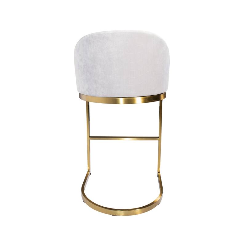 Otus 26" Counter Height Gold Brass Velvet Mid-Century Bar Stool