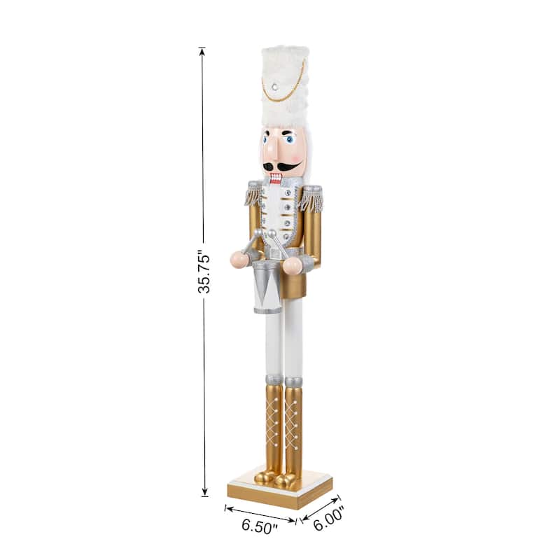 Glitzhome 36"H/42"H Wooden Christmas Deluxe Gold King Soldier Nutcracker