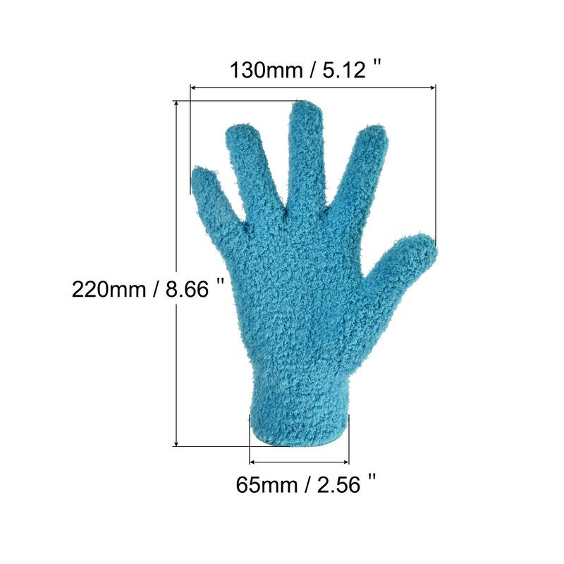 Dusting Cleaning Gloves Microfiber Mittens f Plant Blinds Lamp Window - Blue