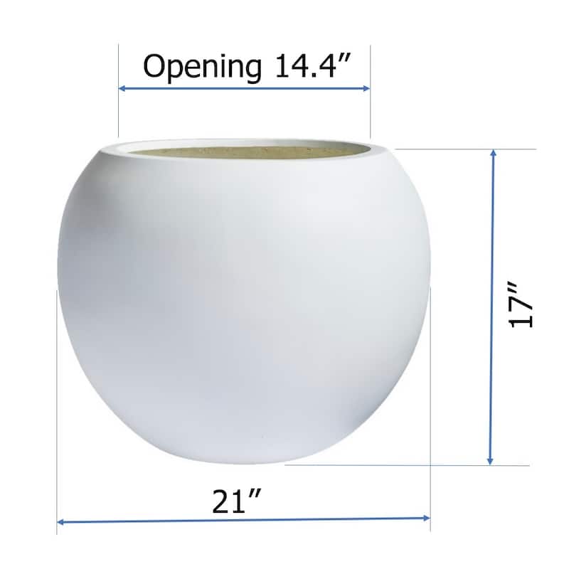 DreamPatio Riverside Fiberstone Modern Sphere Planter for Indoor/Outdoor - 21x21x17 - White