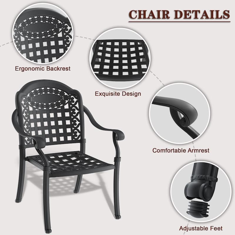 9-Piece Cast Aluminum Outdoor Dining Set with Random Color Seat Cushions