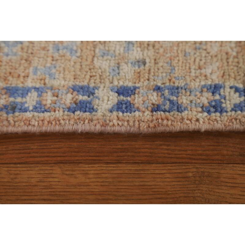 Hand Knotted Oriental 100% Wool Carpet Transitional Geometric Brown Oushak Area Rug - 3' 10'' X 2' 11''