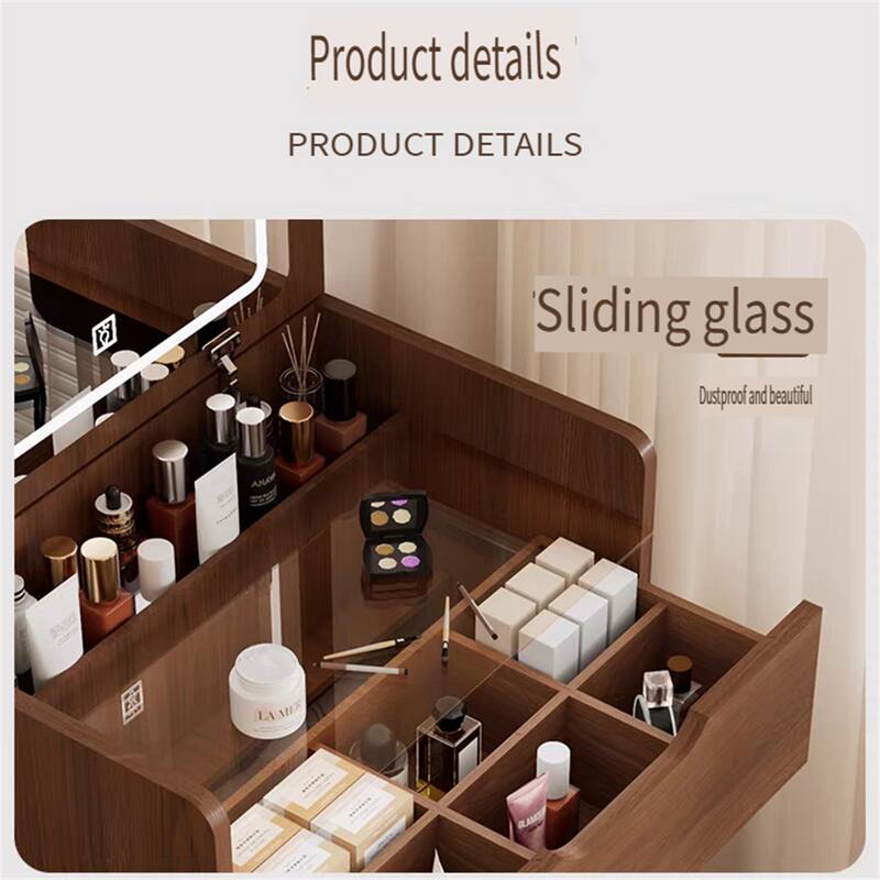 3 In 1 Vanity Desk w/ Plip Top Mirror,Visible Glass Desktop,3 Drawers