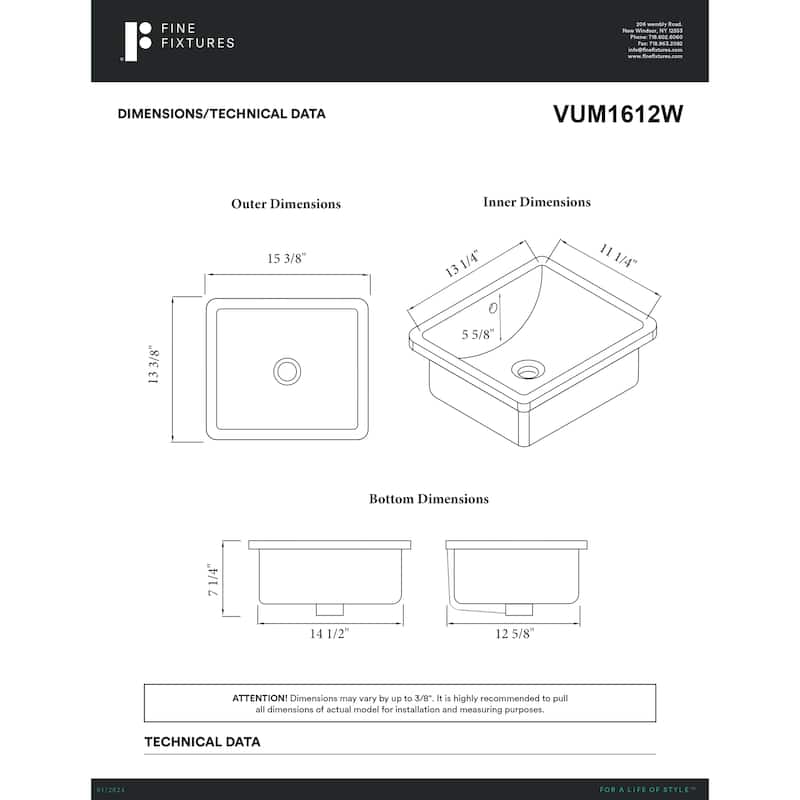 Fine Fixtures Undermount Vessel Bathroom Sink