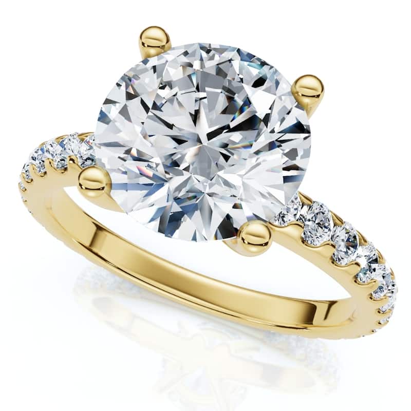 Bliss Diamond Certified 3.40Ct Round Cut Diamond Engagement Ring Gold Lab Grown - 10.5 - Yellow